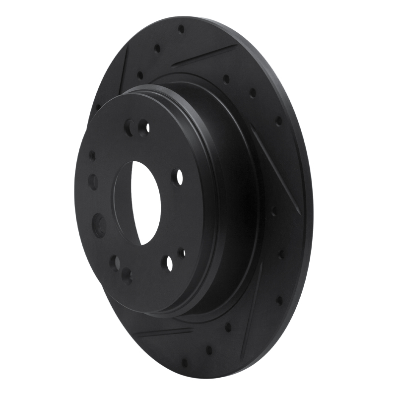Acura TL Brake Rotor (1) - Rear Left - R1 Concepts - Drilled & Slotted - Black - `99-`11